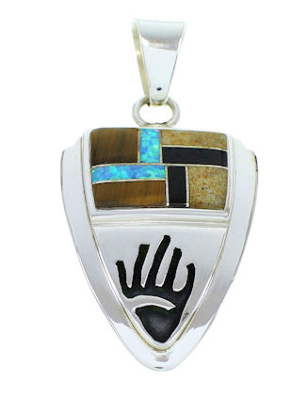 Silver Hand Multicolor Inlay Southwest Pendant YS73206